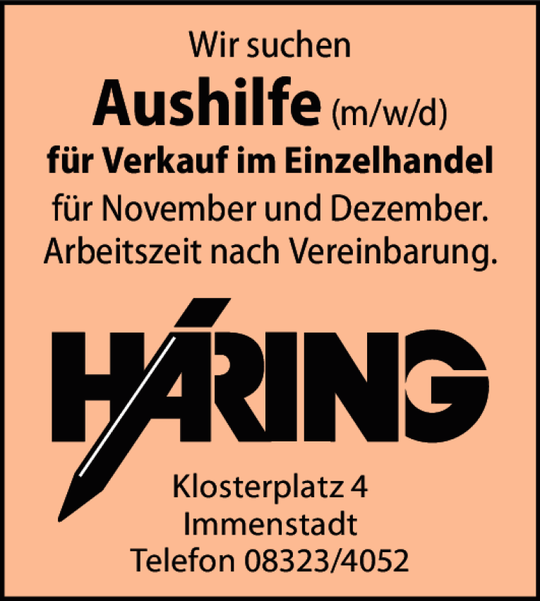 Job Aushilfe M W D Fur Verkauf Im Einzelhandel