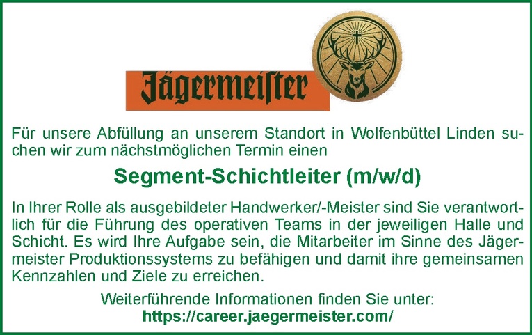 Job Segment Schichtleiter M W D