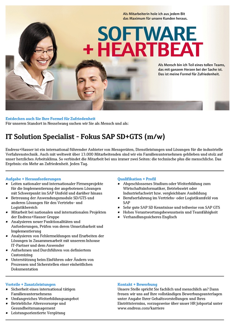 job it solution specialist fokus sap sd gts m w w com